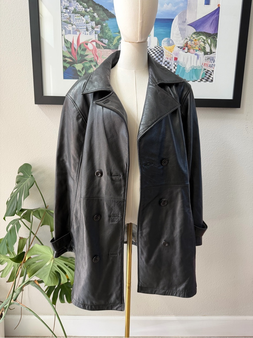 Pelle Studio Vintage Wilsons Genuine Supple Leather XL Double Breasted Coat
